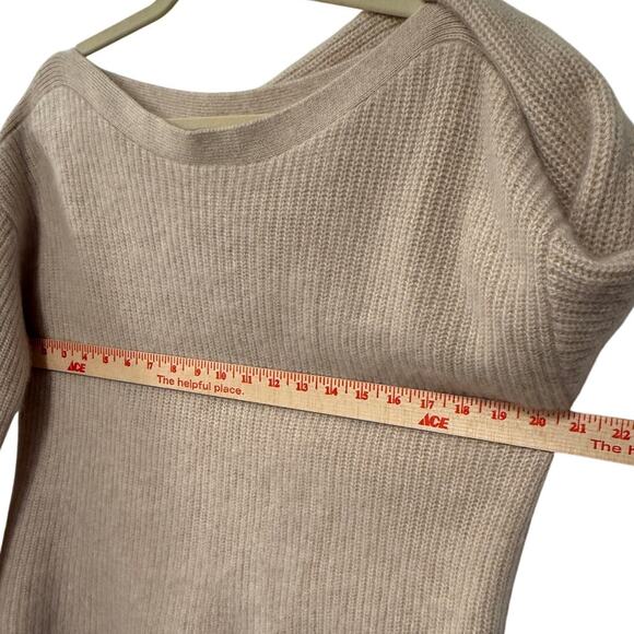 NWT! Jenni Kayne M 100% Cashmere Boatneck Sweater $395 Ribbed Knit Oatmeal Beige - Picture 8 of 11